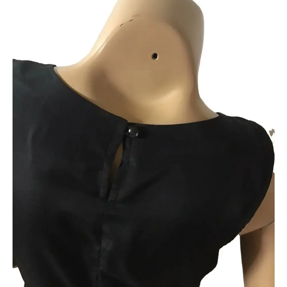 Merona Tank Top Womens XS Black Pintuck Sleeveless Pleated Shell Top Lightweight